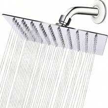 1pc Home Fixed Shower Head, Stainless Steel Material, Square Rainfall Shower Head, 4/6/8/10 Inch Bathroom High Pressure Rainfall Shower Head, Bathroom Accessories Home Bathroom Decor Summer