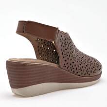 Women's Leather Wedge Sneaker Platform 6cm Brown Color - Brown - View 4