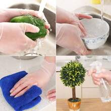 100pcs Thick Waterproof & Oil-Proof Gloves, Household & Kitchen Cleaning Protection Latex Rubber Nitrile Disposable Gloves