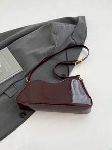 Bolsa tiracolo feminina de Pu brilhante nas axilas, bolsa de mão fashion com design assimétrico de queijo