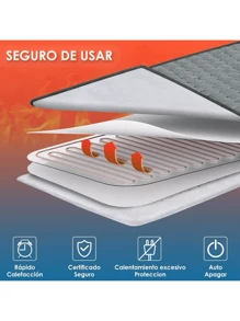 Almohadilla Cojín Térmica Eléctrica Temperatura 6nivele60*30 Color Gris - Tipo de Enchufe A USA (110-127V) - Ver 4