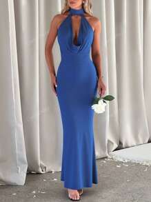 Sexy & Elegant Maxi Halter Pile Collar Dress,Daily Wear For Date,Outfit For Party,Wedding Dress