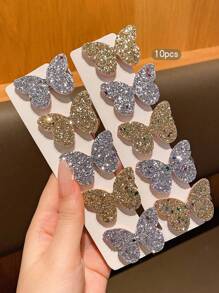 10 件时尚蝴蝶发夹，甜美风格发饰适合日常使用 - 彩色 - 查看 4