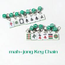 1pc Creative Mahjong Charm Pendant, Simple Backpack Key Chain Decoration, Gift, Daily Accessories, Student Supplies, Chinese Style