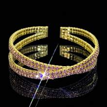 1pc Luxurious Intersected Synthetic Zirconia Bracelet, High-End Accessory Suitable For Gift, Daily Wear, Party, Wedding Occasions - Silver-red - View 39