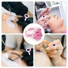 100pcs Reusable Washable Nail Polish Adhesive Microblading Cup, Eyelash Extension Glue Ring Holder, Beauty Tool Accessories