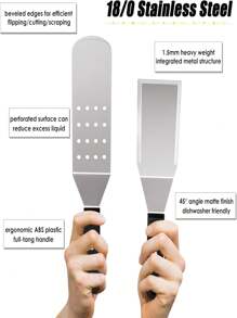 Espátula para bistec de acero inoxidable para barbacoa, tenazas para parrilla Hibachi y tortitas, pala gruesa para servir pizza - Herramientas de cocina - Multicolor - Ver 11