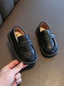Mocasini pentru copii în stil coreean cu fundul moale, mocasini pentru băieți cu o singură apăsare, pantofi pentru copii, primăvară și toamnă, 2025, 2025 - Negru - Vizualizare 5