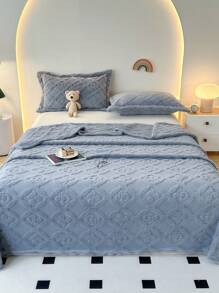 1 Stück Wohndecke aus ganzjährigem einfarbigem Jacquard, Sherpa-Decke, dicke weiche Fleecedecke, leicht und atmungsaktiv, kann auch als Bettlaken verwendet werden