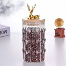 1 件/3 件套装玻璃咖啡坚果罐密封储存容器带竹盖，金色玻璃罐适用于在家庭厨房储存糖果、饼干、意大利面、燕麦片、香料，珍珠泡沫和礼品盒包装，适合节日、新年、送给女朋友、母亲的礼物 - 彩色 - 查看 4