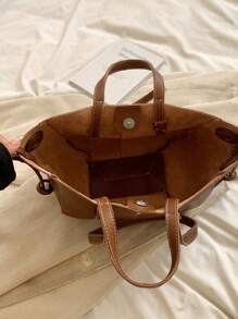 Bolso de mano grande con capacidad de un hombro y bandolera, de unicolor y estilo minimalista, para viajes