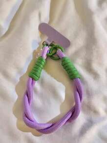 1pc Solid Color Braided Rope Twisted Chain Pendant Keychain Wrist Strap, DIY Handmade Lanyard For Camera, Free Phone Charm Gifts For Mother, Family, Friends, Birthday, Holiday Phone Chain - Multicolor - View 5