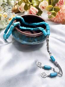 1pc Classic Unisex Islamic Prayer Beads,33Square Imitation Turquoise Muslim Bracelet For Men And Women, Made Of Stone - Multicolor - View 5