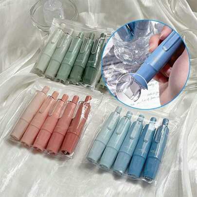 5支/套可替换笔芯伸缩修正带 - 大容量，ABS树脂材质，可替换笔芯，可爱修正带笔，包含荧光笔套装，返校必备