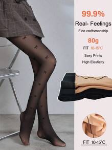 Tất chân trần in hình bướm co giãn cao thời trang, quần bó da thoáng khí, quần legging cỡ lớn cho nữ - màu đen - Xem 1