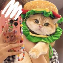 1 件宠物猫/狗汉堡头帽，可爱有趣的照片道具帽，适合小型宠物