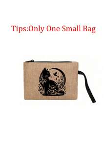 Khaki Linen Tote Bag,Including A Black Cartoon Cat Pattern Tote Bag And A Small Bag/Coin Purse,Mother's Day Gift, Personalized Gift Package, Yellow Linen Black Tote Bag With,Combination Of Small And Large Bags,Suitable For Weddings,Birthdays,Beaches, Holidays, Making It For Women,Mothers,Teachers, Friends, Bridesmaids,Big Bags,Students,Returning To School,The Perfect Gift For Animal Lovers