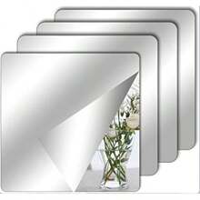 4 szt. 20x20 cm samoprzylepne lustro akrylowe, elastyczna folia lustrzana, odpowiednia na ścianę, do szkoły, domu, salonu, łazienki, sypialni (z podkładem samoprzylepnym)