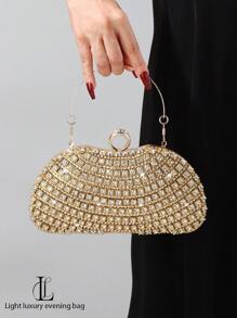 1pc Women Diamond Decor Clutch Bag, Fashion Handbag, Shoulder Bag, Luxury Custom Evening Bag, Suitable For Wedding, Party, Gathering, Banquet, Model, Birthday, Valentine's Day Gift