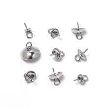 30 pezzi Cappucci di perle in acciaio inossidabile, fermagli, ganci, perline con foro superiore, tappi, accessori per la creazione di gioielli fai-da-te, charms e connettori - Argento - Visualizzare 9