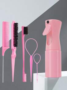 6 pièces/Ensemble de brosses à cheveux pour enfants, bouteille de spray pour cheveux, anneau de tresse, peigne à queue de rat, brosse à cheveux pour volume, brosse à cheveux pour le contrôle des pointes