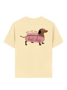 Casual Printed Round Neck Short Sleeve T-Shirt, Suitable For Girls And Children - Adorable Hot Dog, Heart Sunglasses And Dog Art Style Patterns, Inspiring Imagination And Self-Expression! Children Clothing, Girls Graphic Tee, Summer Top, Teen Fashion