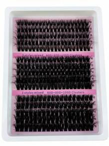 270 stuks 15 trays van elk 60+80+100, zachte en donzige 5D Russische krullende nertsenwimpers, 0,07 mm dik, 8-16 mm gemengde lengte, voor wimperverlenging en make-up - dikke en opvallende zwarte nepwimpers