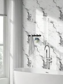 10pcs/Set 1.8㎡ PVC 3D Marble Texture Ceramic Tile Wall Sticker, Waterproof, Mildew Proof, Decorative Wall Panel For Kitchen, Bathroom - White Gray - View 5