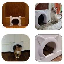 1 件装宠物猫门、猫窝门孔、猫耳形门、双向宠物自由进出门、室内猫门框、小狗门孔 - 彩色 - 查看 5
