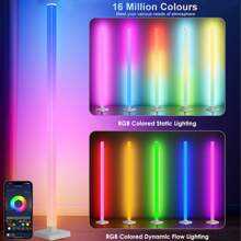 1-2Pcs RGBIC Floor Lamp,16 Million Colors LED Floor Lamps 15 Cm Lamps For Living Room With Music Sync,Standing Lamp With App And Remote Control,Gaming Ambient Lighting Corner Lamp Bedroom Decor