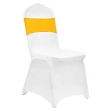 30 Set Gold & White Stretch Spandex Folding Chair Covers, Universal Fitted Chair Cover, Removable Washable Protective Slipcovers, For Wedding, Holiday, Banquet, Party, Celebration, Dining - 30 Set, Gold & White - 查看 8