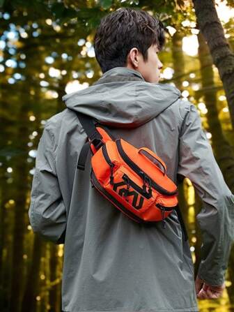 1pc Outdoor Fashion Waist Bag, Large Capacity Multi-Function Men Casual Shoulder Crossbody Bag, Sports Chest Bag, Handbag