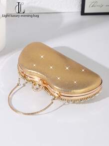 1pc Women Diamond Decor Clutch Bag, Fashion Handbag, Shoulder Bag, Luxury Custom Evening Bag, Suitable For Wedding, Party, Gathering, Banquet, Model, Birthday, Valentine's Day Gift