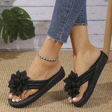 Women's Floral Sandals - Minimalist Casual Comfort Slippers - Slip On Home Shoes, Sizes 36-43 (Plus Size)