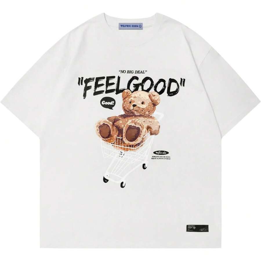 Aelfric Eden Oversized Graphic Tees Men Streetwear Casual Summer Tops Unisex T-Shirt - 白色 - 查看 1