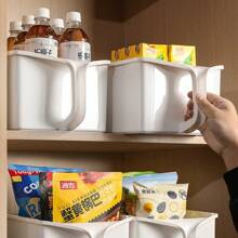 1pc Japanese Style Kitchen Storage Box With Handle, Snack & Toy Organizer, Plastic Transparent Cabinet High Shelf Organizer - Multicolor - View 9