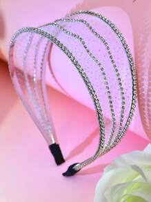 1 Stück funkelnde Stern Strass Mesh breite Haarspange, modischer einfacher barocker Stil Haaraccessoire für Feiertag, Party, Sommer Strand Urlaub, Lässig Alltag, Sommer Urlaub, Strand Accessoires, Haaraccessoires, Haarband, Diadem, Haarreifen
