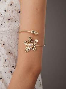 1PC Personalized Exaggerated Flowers Buds Bangle Geometric Metal Arm Cuff - Flower Armband - View 1