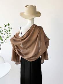 1 Peça - Lenço de Linho, Design Simples de Cor Sólida, Xale Leve Protetor Solar, Sensação Elegante Através da Fronteira Lenço Feminino, Lenço de Chiffon, Lenço Longo, Primavera/Verão para Vestido - Multicolorido - Visão 21