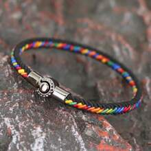 51Luckind Simple Dseign Hand Braided Rope Mixcolor Bracelet Black Magnetic Bracelet For Men Cool Armband Jewelry