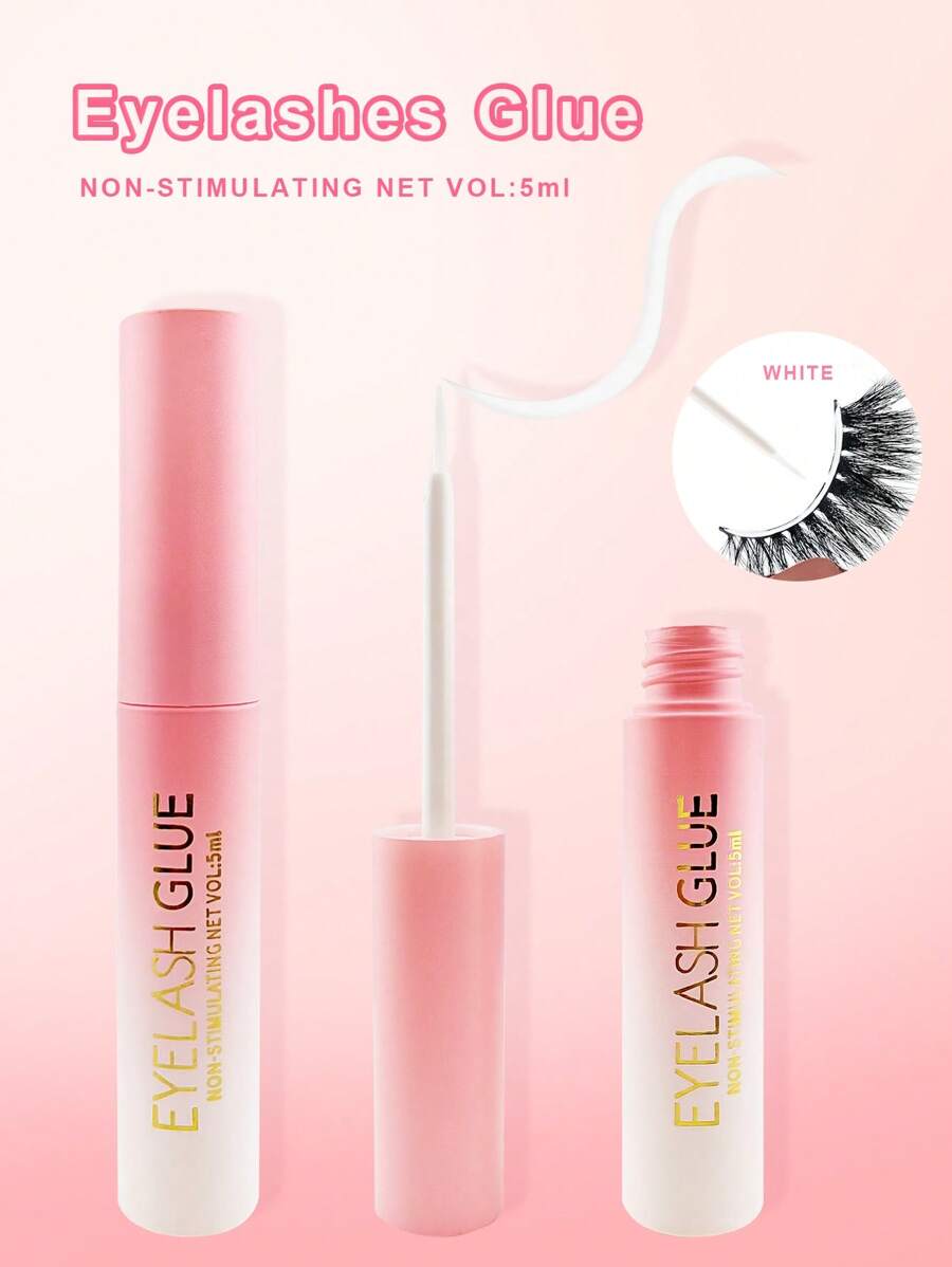 1pc 5ml Transparent Eyelash Glue, Waterproof Super Sticky False Eyelash Adhesive, Brush-On Style Lash Glue, Quick Drying & Long Lasting - White - View 1