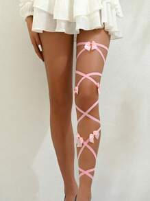 1pc Sexy Girl Bowknot Leg Garter, Elastic Leg Chain Accessories