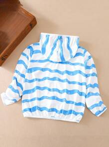 Young Boy Casual Waterproof Quick-Dry Striped Jacket - White - View 2