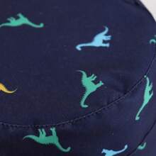 Sombrero protector solar para niños y niñas pequeños con estampado de dinosaurios, de ala ancha, para el verano y uso al aire libre, con cordón para la barbilla