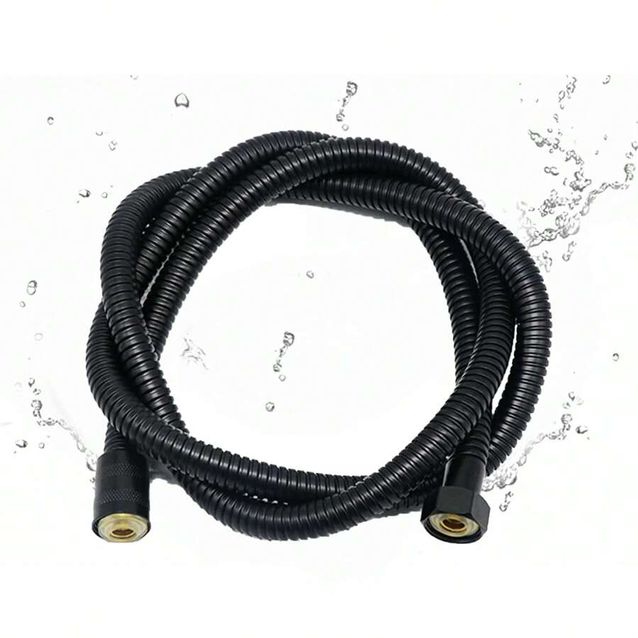 Shower Hose, Flexible Stainless Steel Handheld Shower Hose, Replacement Metal Extension Shower Hose - Black - View 1