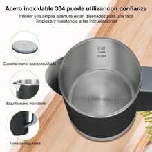 Tetera Electrica Acero Inoxidable, Hervidor de Agua Electrico Viaje Pequeño 0.8 L, 600 W, Jarra Electrica Hervir Agua Portátil, con Luz LED, Apagado Automático - Negro - Ver 3