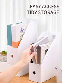 1 件白色简约 DIY 桌面书架、折叠式单柱书架、透明文件架、宿舍整理器、学校用品、返校 - 彩色 - 查看 9