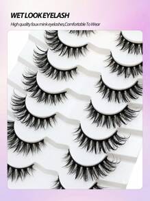 Asiteo 7 Pairs Moisturizing Glossy Thick & Fluffy Full-Frame False Eyelashes, Faux Mink Lashes, Suitable For Parties, Cosplay, Cartoon Styles And More - 尖尾漫畫款 - 查看 4