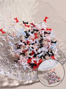 100 件 3 种尺寸蝴蝶结指甲饰散装混色 3D 平底树脂丝带美甲装饰配件 DIY 夏季美甲配件美甲用品指甲美甲宝石 - 彩色 - 查看 9