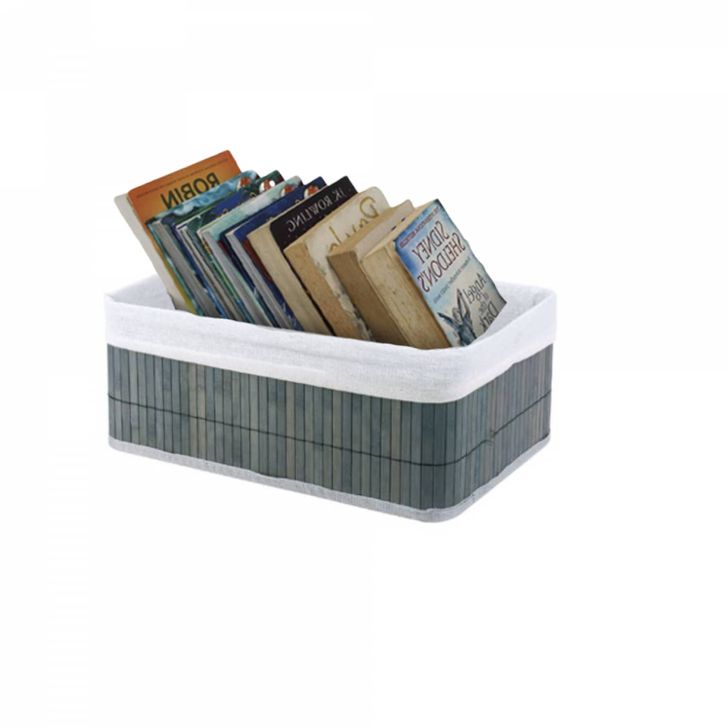 Rectangular Storage Basket, Set Of 3 Pieces, 3 Sizes Bamboo + Linen, Handwoven Bamboo Laundry Basket For Organizing Decorative Storage Boxes, Bathroom Storage Boxes, Bedroom Organization Bins